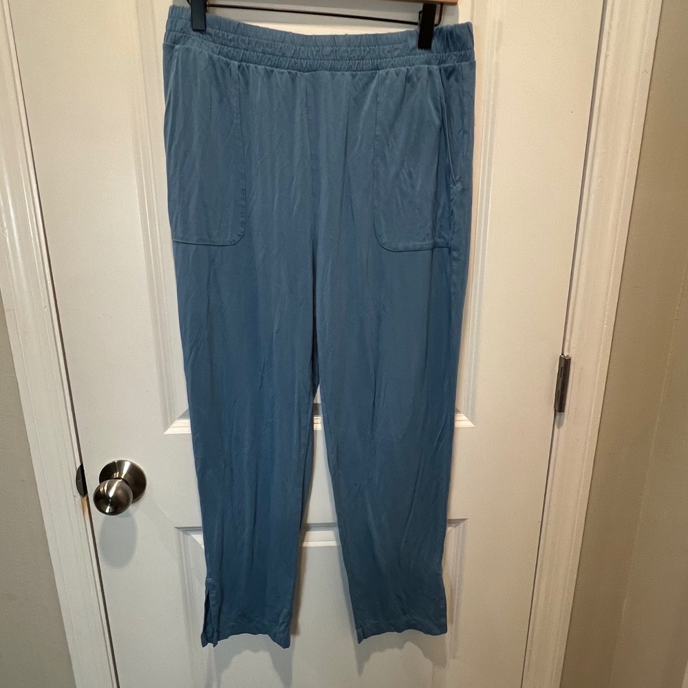 Lands' End Womens Pajama Pants Rayon Spandex Stretch Blue Size MP 10-12
